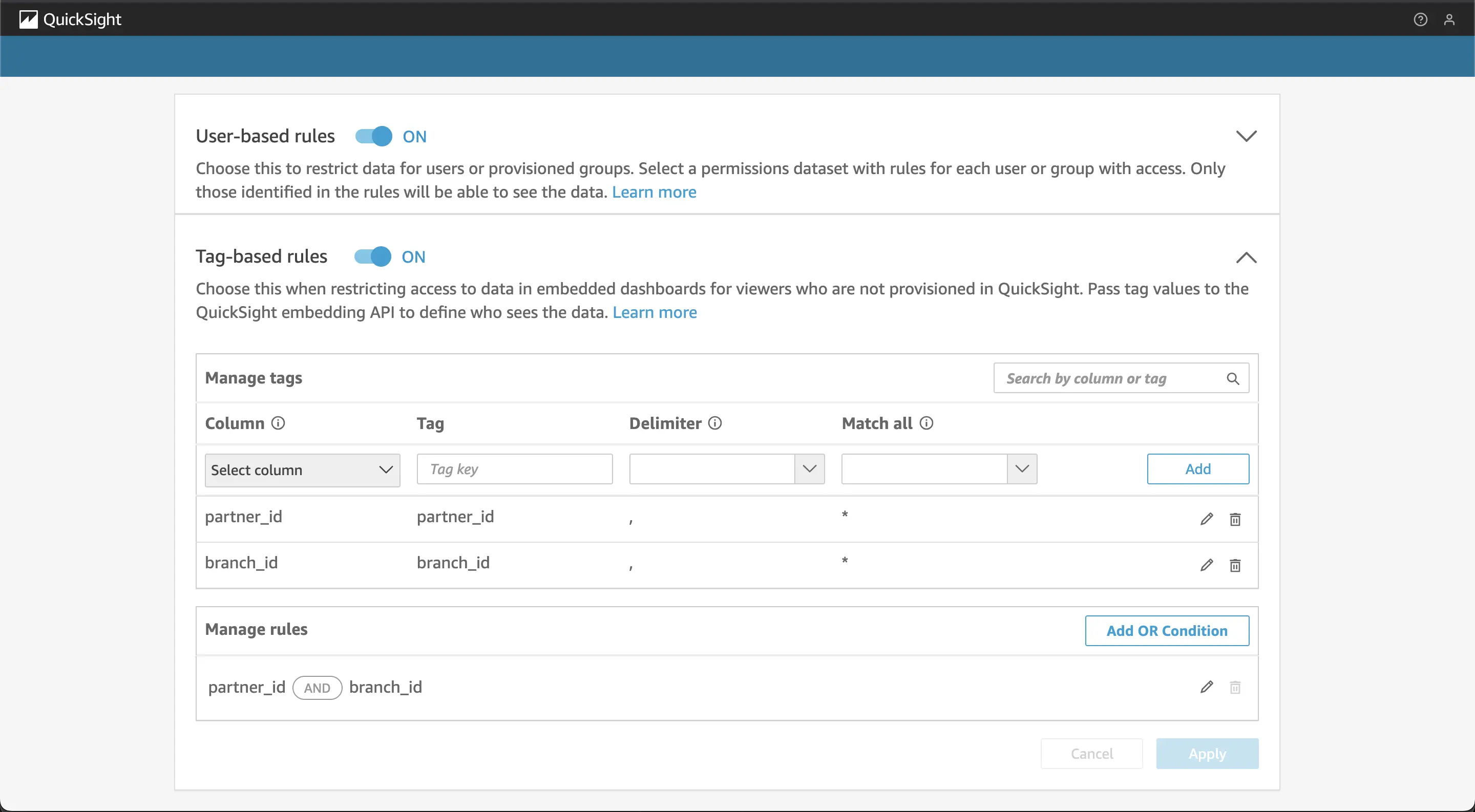 quicksight user base rules image